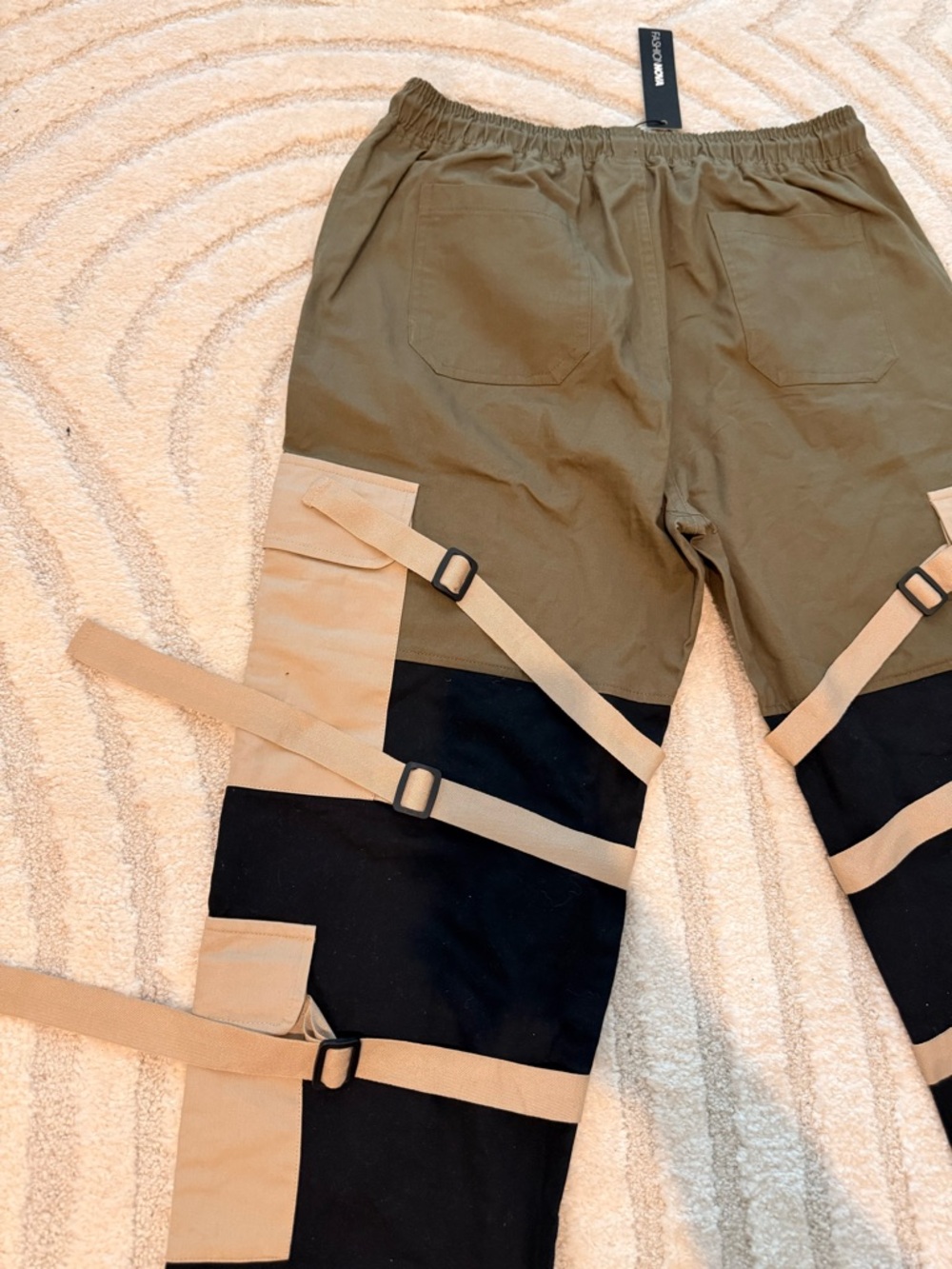 Fashion Nova Olive, Khaki & Black Cargo Pants - Picture 7 of 9